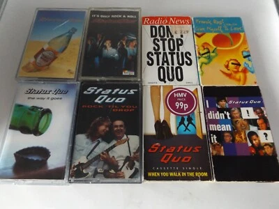 JOBLOT COLLECTION OF 8 x STATUS QUO CASSETTE TAPE SINGLES & ALBUMS - Image 1 of 4