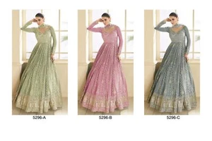 PARTY WEAR ANARKALI GOWN SALWAR KAMEEZ PAKISTANI INDIAN WEDDING DRESS BOLLYWOOD - Picture 1 of 8