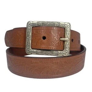 Cintura LKNW LAUREN RALPH LAUREN taglia L pelle in rilievo marrone larghezza 1 1/8" #B1315 - Foto 1 di 3