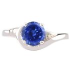 1.20Ct Round Shape Natural Royal Lue Tanzanite Solitaire Ring In 14Kt White Gold