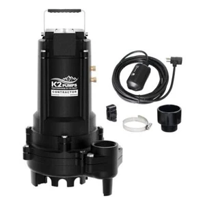 K2 Sump and Effluent Pump 14.57" 15-PSI Tethered w/ Piggyback Tethered Switch - Picture 1 of 7