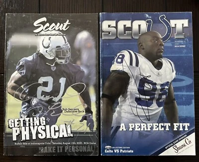 Bob Sanders y Robert Mathis Firmado Autógrafo Colts Gameday Program SB XLI Foto 1 de 4