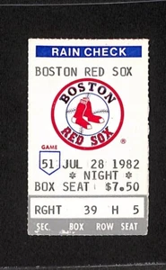 JULY 28, 1982  TORONTO BLUE JAYS @ BOSTON RED SOX, TICKET STUB - Picture 1 of 1