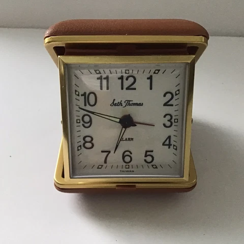 Vintage Seth Thomas Folding Black Case Wind-Up Travel Alarm Clock Cover