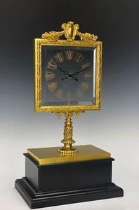 French Robert Houdin Glass Dial Double Hands Gilt Mystery Magic Mantle Clock - Picture 1 of 10