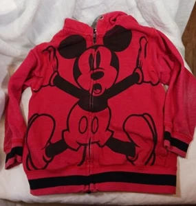 Disney Mickey Red Full Zip Hoodie Sweatshirt Unisex Childrens Toddler Sz 5 / 6 - Picture 1 of 9