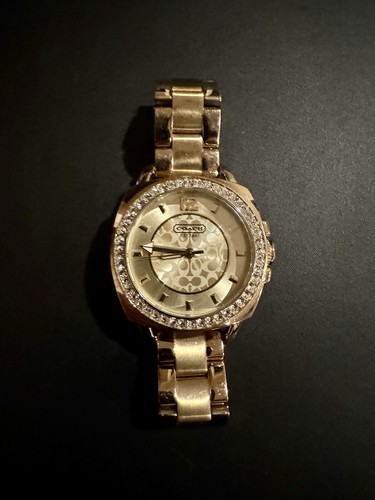 Orologio da polso Coach (14501700) Boyfriend lunetta cristallo logo quadrante oro giallo tono