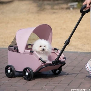 4 Wheels Foldable Pet Stroller Sun Cover Pet Cart Pet Strolling Carrier Cats - Picture 1 of 15