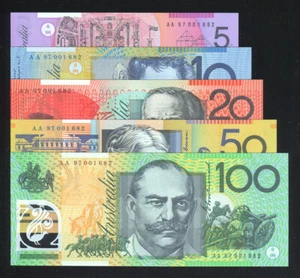 Australia - 1997 - AA Prefix - $5 $10 $20 $50 $100 - Matched Set 001682 - Imagen 1 de 7