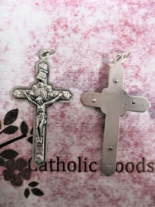 CHERUB CRUCIFIX 1 7/8"  ITALY Rosaries Parts - Silver-Tone - Picture 1 of 3