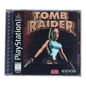 Tomb Raider (Sony PlayStation 1, 1996) PS1 Complete Black Label CIB w/ Manual - Picture 1 of 5