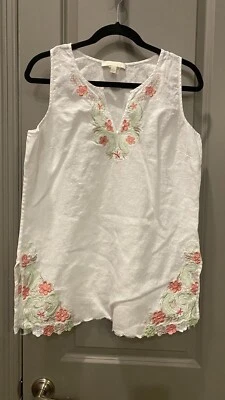 Top túnica blanco sin mangas de lino bordado Etcetera, 4 Foto 1 de 4