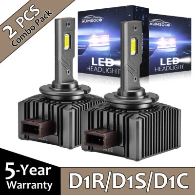 LED Headlight Bulb D1S D1R High Low Beam HID Xenon Conversion Kit 9600LM 2Pcs - Image 1 of 4