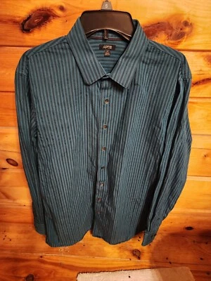 Apt. Camisa social masculina 9 tamanho grande manga longa algodão sem bolsos sem fumaça H - Imagem 1 de 3