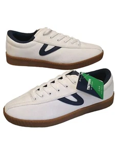 Tretorn Nylite ECO Canvas Sneakers Women's 9.5 M White/Navy Blue Trim NEW FLAW - Picture 1 of 8