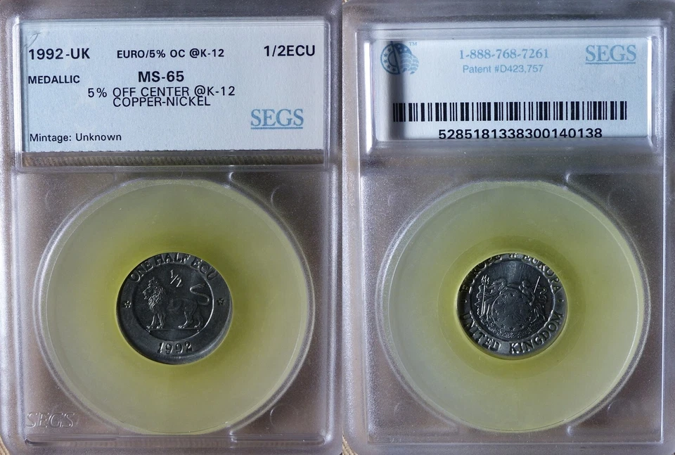 Error:Europa Pattern UK 1992 1/2 Ecu 5% Off Center MS65 CT161 - Image 1 of 1