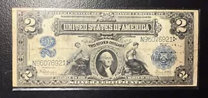 🔥👀1899 $2 SILVER CERTIFICATE NOTE FR.258 MINI PORTHOLE SPEELMAN WHITE 🔥 - Picture 1 of 4