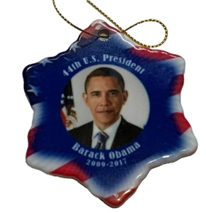 Barack Obama 44th US President Porcelain Christmas Double Sided Ornament - Picture 1 of 2