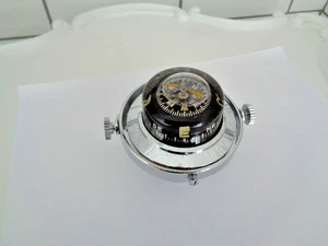 Vintage Chrom Schiffskompass Polco 3x4 Zoll Gewicht 1,1 Pfund gebraucht - Bild 1 von 14