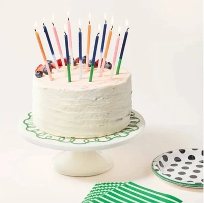 Kate Spade 10" Crema y Verde Lazo Elevado Acento Cerámica Pedestal Soporte para Pasteles Foto 1 de 4