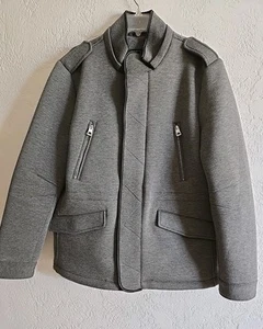 Guess Men's Size L Jacket Gray Neoprene Zip Up Stand Collar - Picture 1 of 12