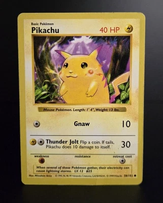 Pokémon TCG - "RED CHEEKS" SHADOWLESS PIKACHU - #58 - BASE SET 1999 - WOTC - MP - Image 1 of 4