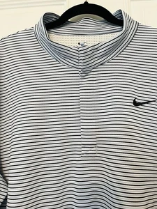 Nike Golf Victory Jersey Manga Larga Azul Rayas 1/4 Cremallera Hoja Cuello XXL - Imagen 1 de 12