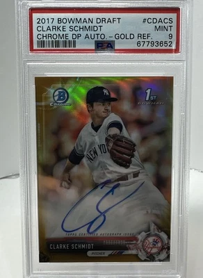 2017 Bowman Draft Chrome Clarke Schmidt Gold Refractor Auto /50 🔥 Mint 🔥PSA 9 - Image 1 of 4