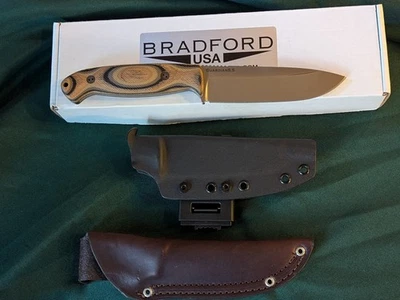 Bradford 3D Guardian 5.5 Magnacut G-wood Micarta hoja de lavado a piedra Kydex y cuero Foto 1 de 4
