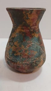Seltene antike handgefertigte bunte Vase unbekannter Herkunft 4"x7" - Bild 1 von 9