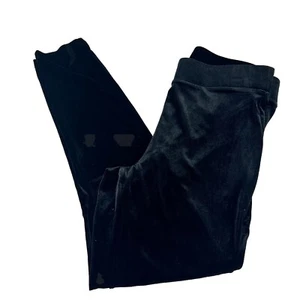 Ann Taylor LOFT Women's Elastic Waist Black Velvet Long Stretch Leggings Size L - Picture 1 of 4