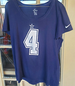 Nike Dallas Cowboys Dak Prescott #4 T-Shirt Jersey Women's Size L NFL Tee Cotton