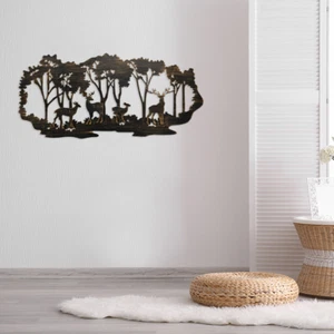 Deer Forest Artwork Wall Decor Iron Metal Pendant for Garden Home Office Decor - Picture 1 of 9