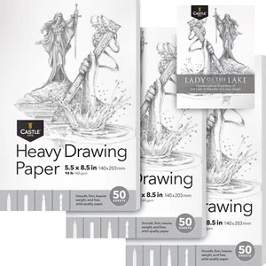 Heavy Drawing Sketchpad Paper 5 x 8in | 3-Pack | 50 Sheets Each 160gsm/98lb E... - Picture 1 of 6
