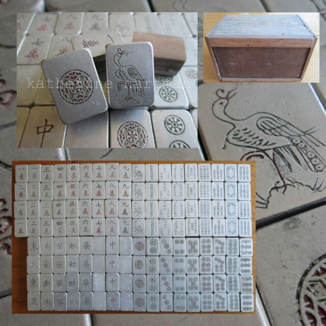 Jogo Mahjong Chinês com Caixa de Alumínio