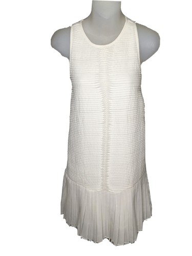 OFF WHITE Abito estivo da sposa Athe Vanessa Bruno avorio bianco sporco plissettato tg34 *PICCOLO SEGNO