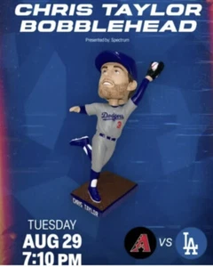 🔥2023 Los Angeles Dodgers Chris Taylor Bobblehead 29/08/23 Nuovo!💥 - Foto 1 di 12