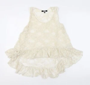 ASOS Womens Beige Nylon Blend Basic Tank Size 10 Round Neck - Ruffles - Picture 1 of 10