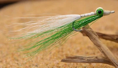 6ct - Lime / White Clouser Minnow Flies - Mustad Saltwater Duratin Hooks - Image 1 of 2