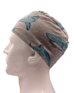 Sharks Jersey Knit Comfy Men's Handmade Scrub Cap Doctor Theatre Nurse Hospital - Picture 1 of 4