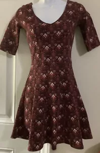 Hollister Fit 'N Flare Dress Size XS Red Skater Geometric Design Stretch - Picture 1 of 12
