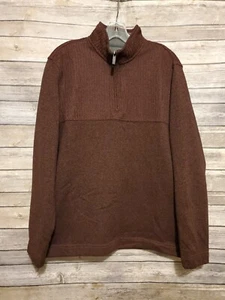 Van Heusen Flex Sweater Knit 1/4 Zip Pullover Jacket Mens Size Large Rust Red  - Picture 1 of 12