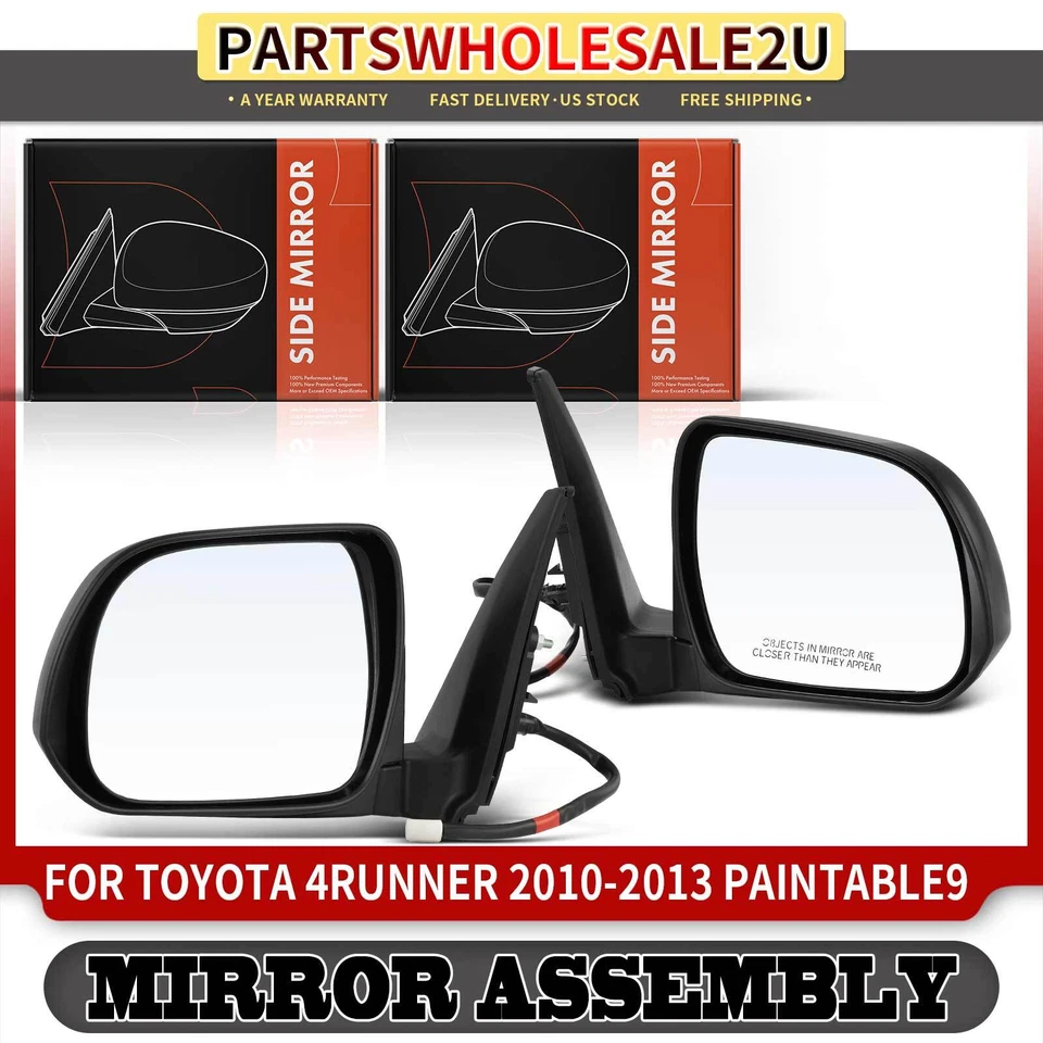 2x Espejo retrovisor térmico eléctrico negro para conductor y pasajero nuevo para Toyota 4Runner 2010-2013 Foto 1 de 4