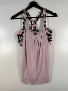 Lululemon Womens Rest Less Tank Top Camo Built In Bra Active Pink Sz 8 11x28 - Picture 1 of 9