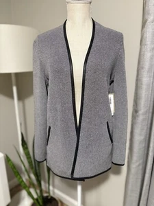 Chicos Birdseye Chaqueta Cárdigan Frente Abierto Negro Algodón Talla Pequeña NUEVO PRECIO DE VENTA SUGERIDO POR EL FABRICANTE $75 - Imagen 1 de 7