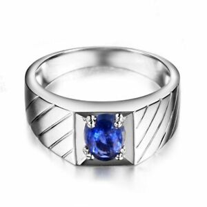 Fantastic Silver Women's Oval Cut Blue Sapphire 1.30 CT Solitaire Wedding Ring 