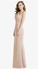 Lovely Lb028 Shirred One-Shoulder Satin Trumpet Dress In Cameo Size 6