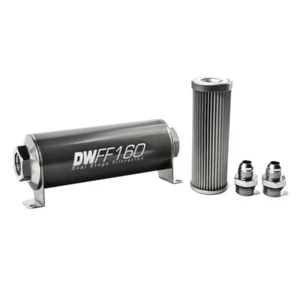 DeatschWerks Stainless Steel 8AN 10 Micron Universal Inline Fuel Filter Housing - Picture 1 of 1