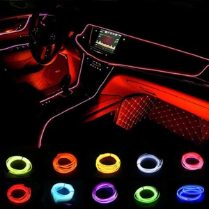 Car Interior Lighting Decorative Led Lights EL Wiring Neon Strip Auto Flexible - Picture 1 of 6
