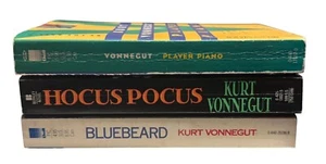 Set Of 3 Kurt Vonnegut Paperback Novels: Bluebeard Hocus Pocus & Player Piano - Foto 1 di 7